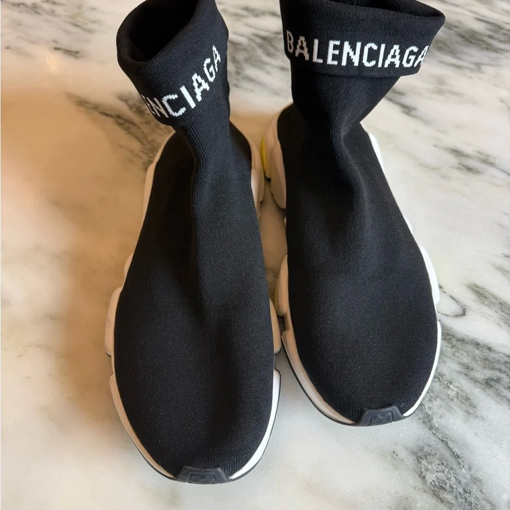 Balenciaga Speed Trainer Black White Neon